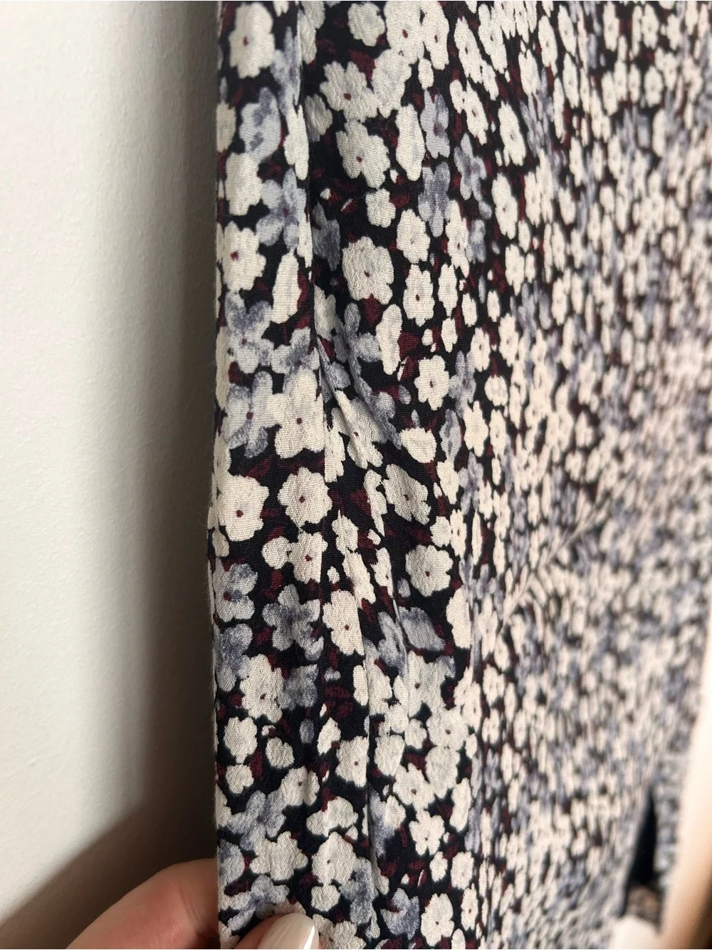 Abercrombie Floral Split Midi Skirt in Black and White